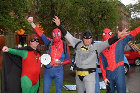 Protest: New Fathers 4 Justice activists dressed as superheroes on a previous demonstration New Fathers 4 Justice